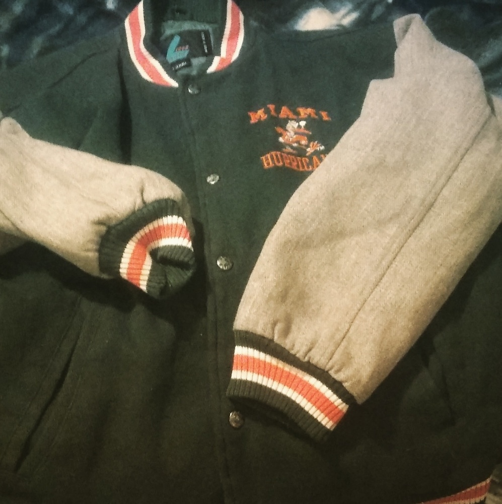 Retro 90's miami hurricane's letterman jacket